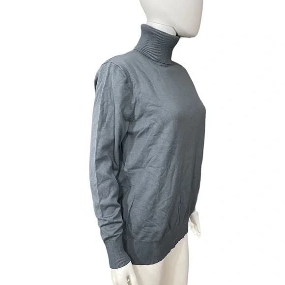 Above Mediocre Taste AMT Blue Turtle Neck Ribbed Sweater - Picture 6 of 9